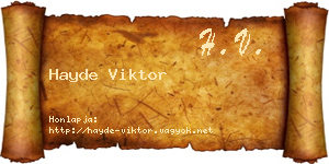 Hayde Viktor névjegykártya
